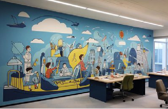 冕宁办公室墙绘的特点。